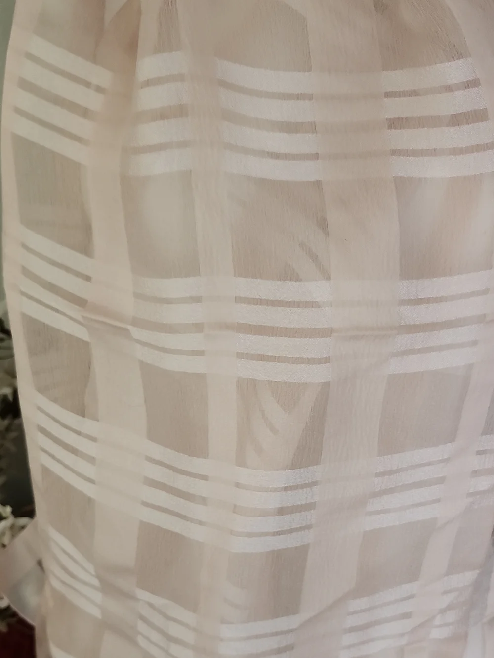 Silk Sheer Beige Plaid Scarf 15x60 Inches
